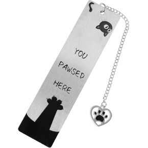 Black Cat Bookmark for Reading Women, Inspirational Funny Cute Metal Book Mark You Pawsed Here Bookish Gifts Reading Marker Accessories for Men Women Book Lovers Cat Lovers (Style 3)