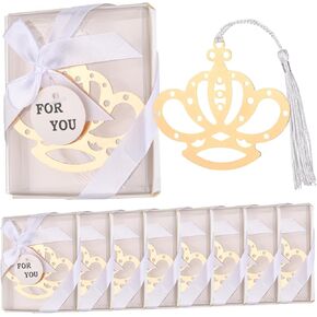 60Pcs Metal Crown Bookmark Set with Elegant Silk Tassel, Baby Shower Gold Crown Design Bookmark with Gift Box, for Girls Wedding Gifts Bridal Shower Party Favors Decorations Guests Souvenirs