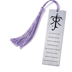 Tolkien Merchandise Bookmark LOTR Gifts Stainless Steel Bookmarks with Tassel for Book Lovers Hobbits Merch Collection Gift
