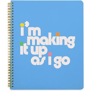 ban.do Floral Large Spiral Notebook, 11" x 9" with Pockets and 160 College Ruled Pages, Making It Up As I Go