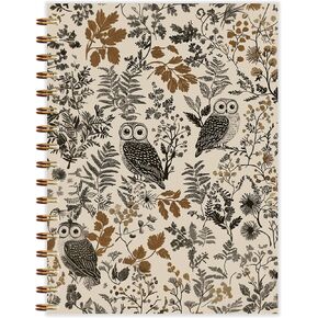 Vintage Botanical Owl Spiral Notebook 5.5x8.3, Gifts for Owls Lovers Journal, Retro Nature Plant Owls Journals for Writing, Cottagecore Animal Notebooks for Note Taking