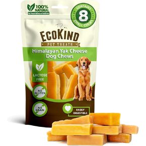 EcoKind Himalayan Gold Yak Cheese Dog Chew for Small Dogs, Healthy Dog Treats, Odorless, Long Lasting Dog Bones for Dogs, Rawhide Free, Made in The Himalayans, Small (Pack of 8)