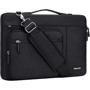 MOSISO 360 Protective Laptop Shoulder Bag,15-15.6 inch Computer Bag Compatible with MacBook Pro 16, HP, Dell, Lenovo, Asus Notebook,Side Open with Front Horizontal&Raised Rectangular Pockets,Black