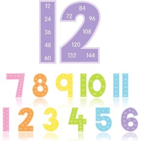 Skip Counting Bulletin Board Math Multiple Table Poster Charts 1-12 Counting Numbers Paper Cutouts with Glue Points for Back to School Home Classroom Educational, 12Pcs