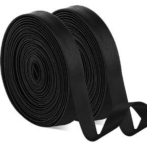 393.7 Inches Wedding Dress Tie Back - 2 pcs Adjustable Satin Lace Up Corset Ribbon for Bridal Gowns, Dress Cord Back Corset Ribbon, Replacement Lacing Cord for Zippers & Buttons (Black, 10 Yards)