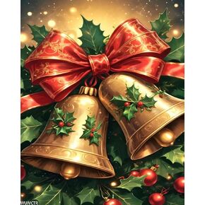 WUIVCTR Christmas Bells Paint by Numbers Kits for Adults, Christmas Paint by Number for Beginner, Easy Winter Canvas Paint by Numbers for Home Wall Decoration Unframed 20x16 inch