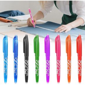 8pcs Heat Erasable Pens for Fabric, Fabric Marking Pens Fabrics Markers No Ghost Lines, Disappearing Ink for Precise Marking for Quilting Sewing Embroidery DIY Dressmaking Fabrics Tailors Chalk