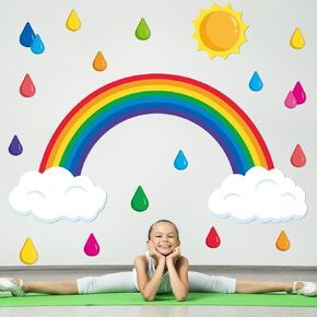 70.8 x 39In Large Rainbow Bulletin Board Classroom Decorations for Teachers Jumbo Colorful Rainbow Sun Cutouts Motivational Back to School Supplies Welcome Sign for Nursery Preschool Wall Door Decor