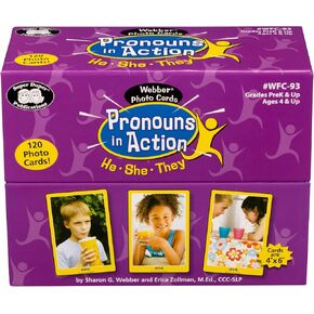 Super Duper Publications | Webber Photo Cards - Pronouns in Action - He, She, and They - Verb Flash Cards | English Grammar - Subjective Third-Person Pronouns | Educational Learning Materials