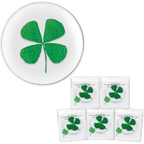 6 Set Real Four Leaf Clover with Card and Single Package Natural Good Luck Charms Bulk Good Lucky Pocket Charm Token Preserved 4 Leaf Clover for St Patrick's Day Gift DIY Craft(Classic)
