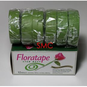 1/2 Inch Floral Tape X 90 Feet - Box of 12 Rolls in Light Green