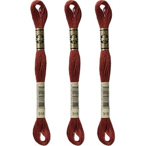 6-Strand Embroidery Cotton 8.7yd - Dark Red Copper - 117-918 - Bundle of 3 Skeins