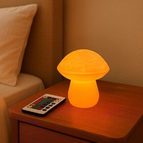 Mushroom Lamp - Small Bedside Night Light with Remote - 13 Color Options, Dimmable & USB Powered - Cozy Ambient Lighting for Bedroom, Kids Room, Dorm - Aesthetic Small Table Lamp Gift