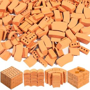 Warmtree 210 Pcs Mini Bricks for Landscaping 1/12 Small Miniature Tiny Model Wall Bricks for Crafts, Realistic Fake Blocks for Miniature House Kit Fairy Garden Accessories