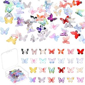 60Pcs Micro Resin Butterflies, Mini Resin Butterflies Miniature Dollhouse Accessories Tiny Butterflies for Crafts, Small Animals Figurines for Fairy Garden Dollhouse Micro Landscape Decoration