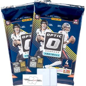 2-Pack LOT of 2024 Panini Donruss Optic NFL Football Retail Packs with 4 Trading Cards Per Pack (8 Total Cards) + 2 Toploaders + StreetCards Magnet!