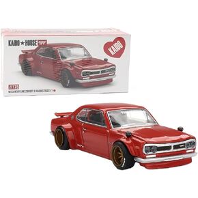 Diecast Model Car Compatible with Kaido House x Mini GT 1:64 Nissan Skyline 2000GT-R (KPGC10) Kaido Street V1 Red Limited Edition KHMG175