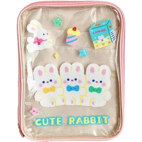 Kelabia Cute Clear Laptop Case 9-11inch PVC Transparent Tablet Sleeve Bag Kawaii Storage Bag for Office Travel College Women (Pink,9-11in)