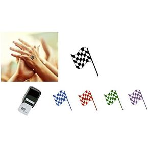 Chequed Flag Hand Stamp - Suitable for Festivals, Parties, Clubs, Special Events, Bars etc. (Black)