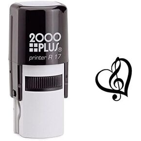 StampExpression - G-Clef and Heart Music Lover Self Inking Rubber Stamp - Black Ink (A-6179)
