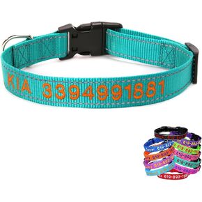 Personalized Dog Collars with Name and Phone Number, Adjustable Sizes, Custom Embroidered Name Reflective Custom Dog Collar for Male Female Dogs Gift (Orange, M)