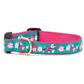 Up Country Cherry Blossoms Dog Collar (Medium (12""-18"") 1"" Width), Pink
