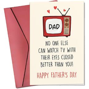 Funny Fathers Day Card - Happy Fathers Day Cards for Dad from Daughter, Son, Kids - Funny Cards for Dad, Daddy - Single 5.3''x 8'' Folded Greeting Card with Red Envelope