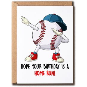Hope Your Birthday Is A Home Run Card - Baseball Birthday Card - Card For Son Brother Boyfriend - Funny Baseball