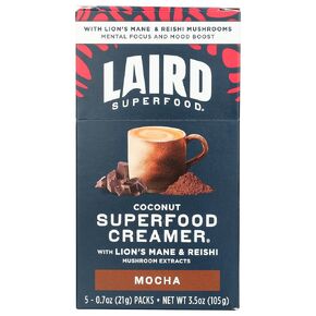 LAIRD SUPERFOOD Mocha Powdered Superfood Creamer 5 Count, 0.7 OZ