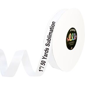 Heat Transfer White Webbing 25mm/1 Inch Wide 50 Yards Polyester Blank Strap Printable Roll for Sublimation Lanyards