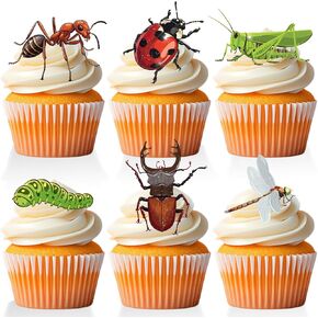 18 PCS Insects Cupcake Toppers for Boys Girls Baby Shower Ladybug Ant Beetle Caterpillar Cake Decor Bug Birthday Party Decorations Supplies