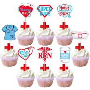 Rsstarxi 40 Pack Doctors' Day Cupcake Toppers Ambulance Emergency Surgery Cupcake Picks for Medical School Graduation Nurses Doctors Day Party Cake Decorations Supplies