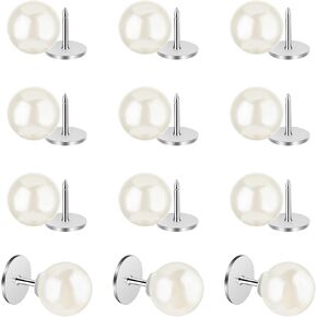 12 Sets 10mm Pearl Buttons, Removable No Sew Button Pins Brooch Pins Pearl Snaps Decorative Buttons for Women Girls Clothes DIY Shirt Blouse Dress Sweater Shawl