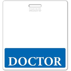 Oversized Doctor Badge Buddy Horizontal - XL Badge Buddies Role I'd Backer Card for Doctors - 3 3/8 X 4 1/8 - Wear with I’D Badge Holder - USA Printed by Specialist ID (Blue)