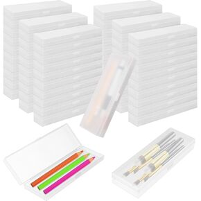 85 Pcs Pencil Boxes Bulk with Hinged Lids Plastic Storage Clear Organization Case with Labels for School Office Students Supplies (7.2 x 2.48 x 0.98 Inch)