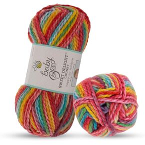 Baby Bee 5-Bulky Acrylic & Polyamide Yarn for Knitting and Crocheting Soft Yarn Skein 109 Yards for Craft Supplies and Home Decor, Water Colors