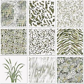 9 Pcs Camo Stencils for Spray Paint Camo Stencils for Boat Bottomland Camo Stencil DIY Crafts, Wood, Canvas, Furniture 11 Inches
