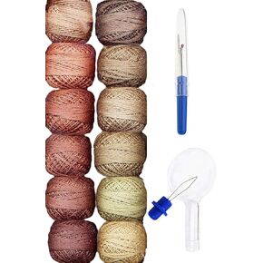 Valdani Embroidery Thread Perle Cotton Size 8 Hand-Double-Dyed Forest Canvas Collection (PC8-ForestC) with Seam Ripper and Needle Threader