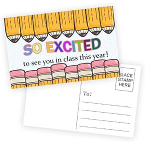 Hodmopli 100 Teacher Welcome Postcards For Students 4×6 Inch Back To School Postcards So Excited to See You in Class This Year Card For Teachers To Send To Students