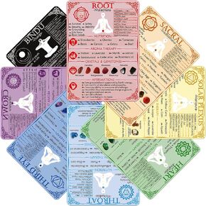 7+1 Authentic Chakras Cards Includes 1Hidden Chakra Advanced Phase Cheat Sheet Deck Set for Helps Healing＆Balance Your Energy - 5.2" x 7.2" Locally Designed 2-Sided Waterproof Card