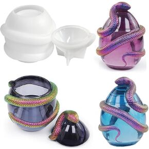 Snake Egg Resin Molds, Egg Jar Silicone Resin Epoxy Mold with Lid and 3D Snake, Lifelike Snake Egg Silicone Mold for Epoxy Resin, DIY Crafts Animal Casting Mould