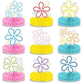 12Pcs Bikini Flower Bubble Honeycomb Centerpieces Ocean Birthday Party Decorations Yellow Cartoon Honeycomb Centerpiece Table Toppers Decor for Cartoon Theme Party Under the Sea Birthday Baby Shower