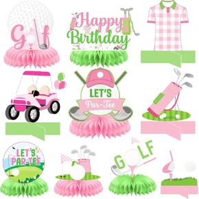 10 Pcs Pink Golf Centerpieces for Table Golf Table Decorations Golf Party Decorations Golf Birthday Decorations Hole In One Birthday Decorations for Girls Golf Baby Shower Decorations