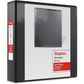 Staples 3-Ring Binder, 2 Inch D-Ring Organizer for Home, Office, School, Holds up to 480-Sheets, 6-Pack, White