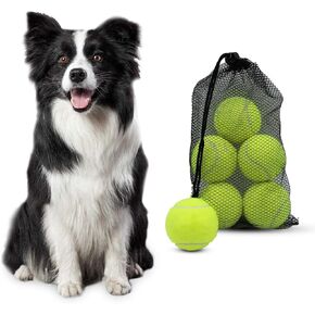 Dog Tennis Balls，6 Pack 2.5 Inch Dogs Toy Balls, Interactive Pet Toy Balls Can be Used with Dog Ball Launcher for Outdoor Playing, Fetching and Training of Medium，Large Breeds (Yellow)