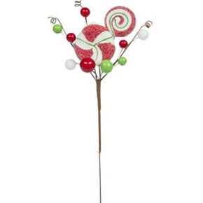 Peppermint & Berry Pick Candy Pick Christmas Decoration Candy Cane Decor for Wreath Mantle Tree DYI Projects Green Red 13"