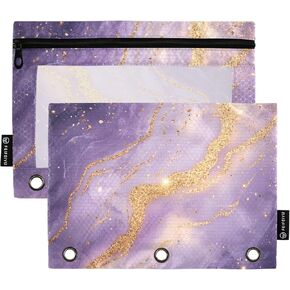 Horse Couple Pencil Pouch for 3 Ring Binder 2 Pack Clear Window Pencil Bags with Zipper Pencil Case for School Class Office College Supplies