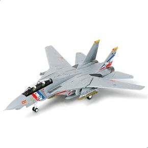F-14A Tomcat 1/100 Metal Airplane Model Kits with Stand VF-84 Jolly Rogers DieCast Alloy Fighter Model Jet Replica Pre-Build Military Aircraft Collection for Display or Gift