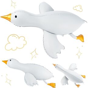 4 PCS Walking Silly Goose Balloons, Large 26x34.7in Cute Animal Goose Balloons with Scarf & Movable Feet for One Silly Goose Birthday Decor, Baby Showers, Farm Party Photo Props
