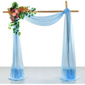 VDS Pack of 3 Panel (30 Inch X 20 Feet) Wedding Arch Draping Fabric Sheer Chiffon Fabric Drapery for Wedding Ceremony Reception Swag Backdrop Canopy Chuppah ARBO Altars Decoration (Turquoise)